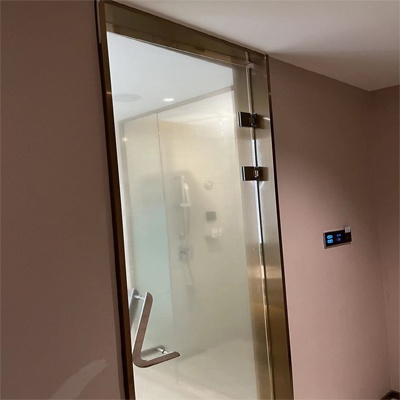 Bathroom Hinged Glass Door with Metal Frame
