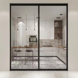 2 Panel Sliding Aluminum and Glass Interior Door